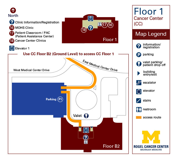 map of cancer center, level 1