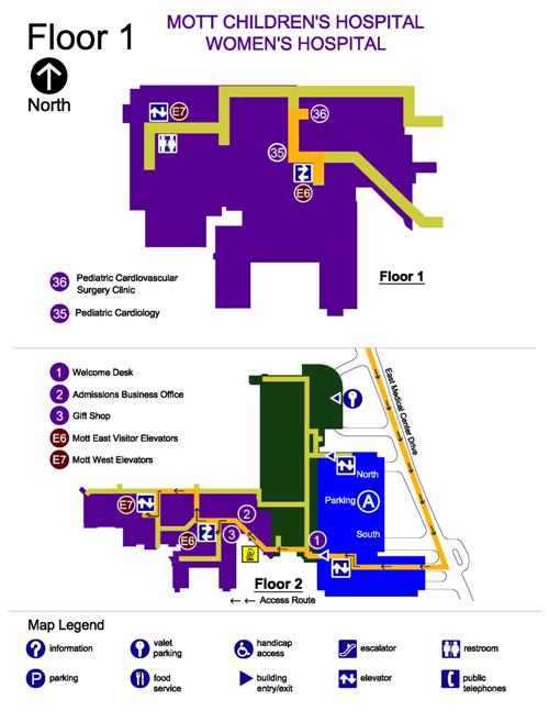 Directions to the C.S. Mott Children's Hospital Floor 1: